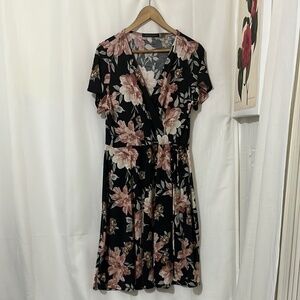 Chris & Carol Floral Faux Wrap Dress a207